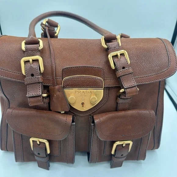 VTG Prada Brown Leather Bruciato bag